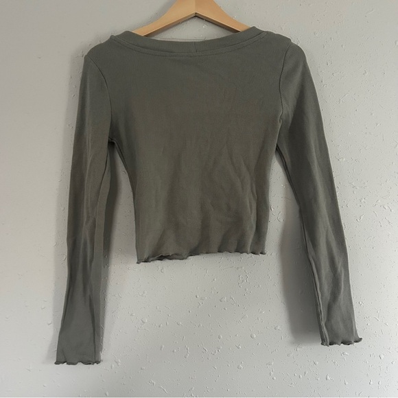 Wallflower Green Ribbed Cropped Cardigan Casual Small - Picture 4 of 4